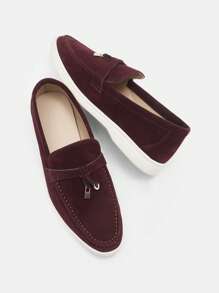 CUCCOO BIZCHIC 女士纯色简约平底休闲乐福鞋，适合日常穿着 - 酒紅色 - 查看 8