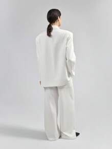 Áo khoác Blazer đen trắng thiết kế tương phản phong cách đô thị hiện đại dành cho nữ, trang phục thường ngày, mùa xuân - trắng - Xem 2