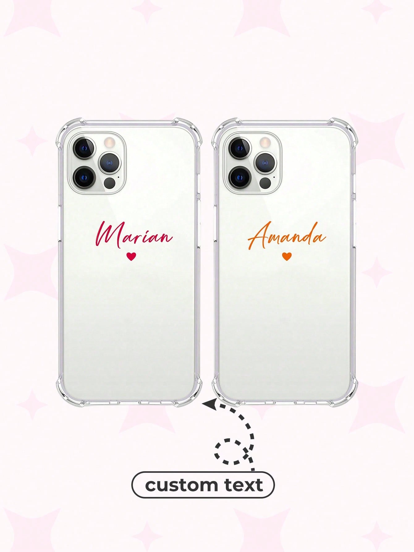 Customized Heart-Shaped Signature Short Phrase Text Shockproof Thick Transparent Phone Case Cover Suitable For S23, S24 Ultra, A15, S22, S23, S25 Ultra, A13, A14, A16, A53, A54, A55, A56, A05, A04,Season Picks,2025phonecase,Cute Phone Cases, Clear Phone Case
