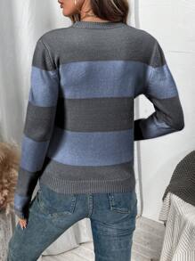 EMERY ROSE 时尚优雅高端女士毛衣，长袖宽松针织套头衫，学生装，秋冬针织套头衫秋季 - 彩色 - 查看 2