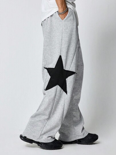 Street Life Men's Star Print Pocketed Wide Leg Casual Sweatpants
