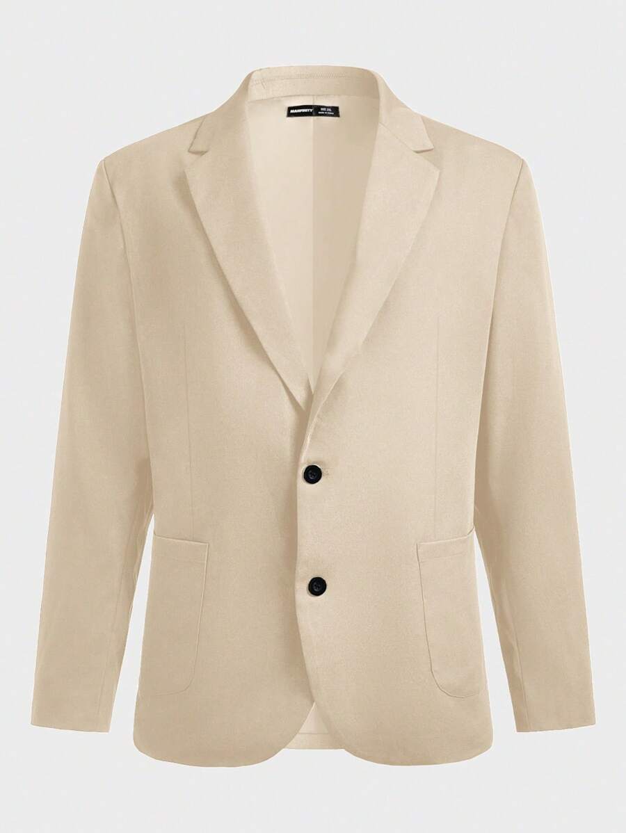 Calvornis Plus Size Men Solid Color Casual Blazer Jacket, Simple And Fashion, Suitable For Daily Wear - Apricot - View 1