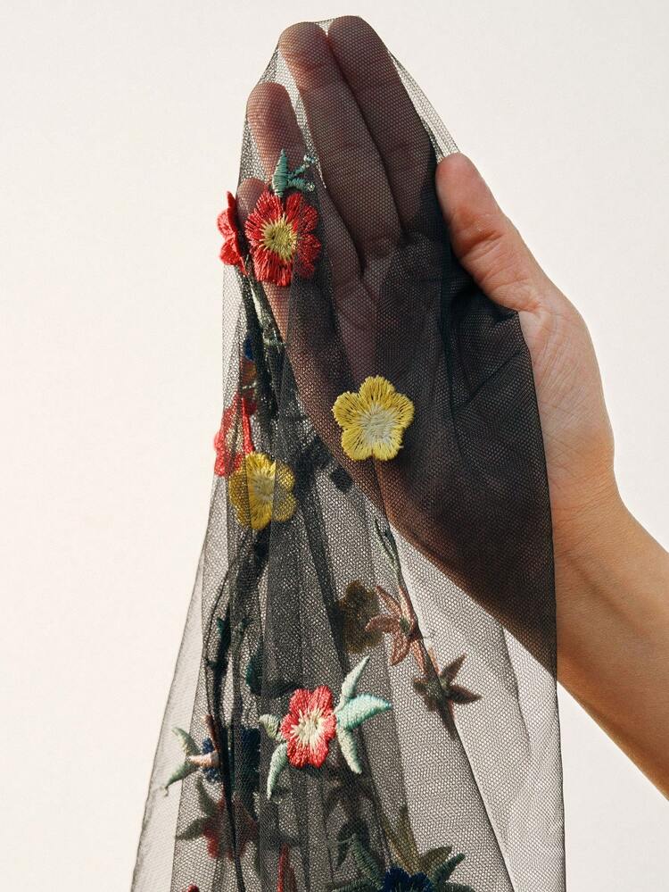 Vestido Corpete Embutido Bordado Floral Patchwork, Conjuntos Sexy de Primavera/Verão para Mulheres