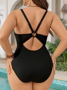 Swim Vcay Đồ bơi một mảnh hở lưng cỡ lớn Đồ bơi một mảnh cho kỳ nghỉ hè ở bãi biển - màu đen - Xem 2