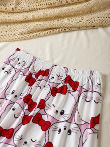 2 件可爱猫咪和心形图案女童睡衣套装 - 彩色 - 查看 9