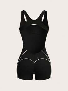 SHEIN ICON 性感露背字母印花连体衣