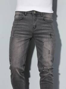 Manfinity Homme Men's Slim Fit Pocket Detail Casual Jeans, Daily Wear