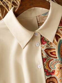 Lacomfia Koszula damska z długim rękawem i guzikami w dużym rozmiarze, z nadrukiem botanicznym