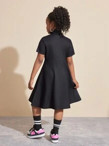 SHEIN Girls Printed Front A-Line Dress, Fashion Spring/Summer