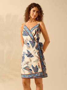 CAJUNI Rochie de damă, boho, tropicală, cu imprimeu floral, fără mâneci, ocazională, pentru vacanță de vară - Multicolor - Vizualizare 1