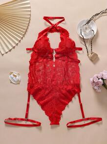 4 件大码蕾丝束缚性感内衣套装