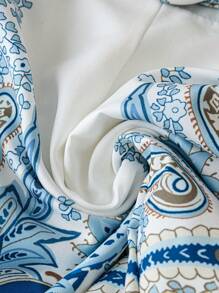 Breezaya Women's Fitted Paisley Print Shirt And Shorts Co-Ord Set, Vacation Style