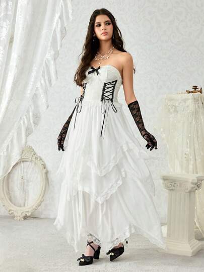 Kawaii Asymmetrisches Kleid mit süßem und niedlichem Babydoll-Stil für Frauen