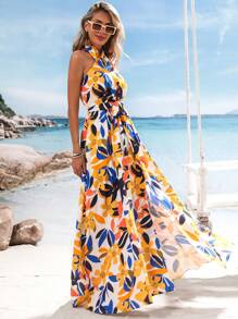 SHEIN VCAY Váy xẻ hở lưng in họa tiết dệt cho nữ trang phục mùa xuân và mùa hè, quần áo mùa hè, ngày lễ tình nhân, trang phục đi nghỉ cho phụ nữ, trang phục đi biển cho phụ nữ, lễ hội, trang phục lãng mạn và thanh lịch, bohemian, boho, ngọt ngào, trang phục rave lễ hội, trang phục đi nghỉ nhiệt đới cho phụ nữ - Nhiều màu - Xem 4