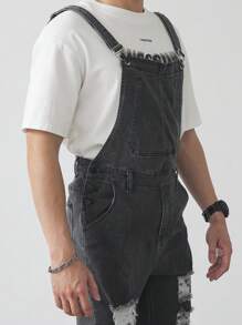 Manfinity Homme Men's Wide Strap Distressed Simple Design Casual Jeans, Everyday Wear - Grey - View 6