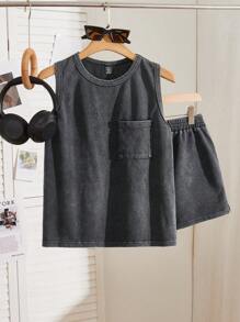 Solflare 2 件大码无袖背心和短裤套装 - 黑色 - 查看 7