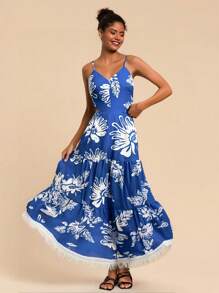 Travachic Women's Long Strap Casual Dress, Simple Elegant Everyday Wear - Blue - View 4