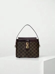 Old Money, Bolsa Quadrada Leve Com Trava De Torção Gráfica De Letras Para Casual Business, Para Meninas, Mulheres, Estudantes Universitárias, Novatas E Trabalhadores De Colarinho Branco. Perfeita Para Escritório, Faculdade, Trabalho, Viagem, Atividades Ao Ar Livre