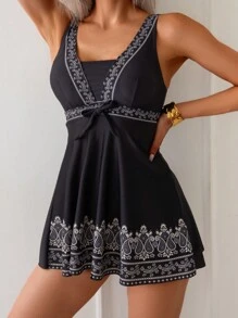 Swim Lushoire Vacation Summer Beach Paisley Print Tankini Set