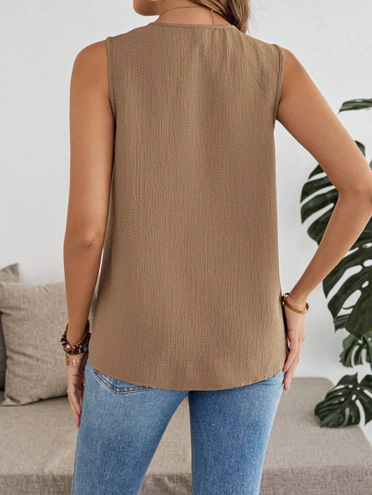 Women Casual Solid Color Arched Hem Camisole