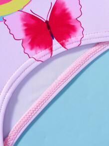 SHEIN Baby Girl Cute Knitted Cartoon Pattern Bow One-Piece Swimsuit, Summer One-Piece Bathing Suit