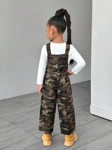 SHEIN Young/Toddler Girls' Casual Autumn Jumpsuit, Suitable For Everyday Wear