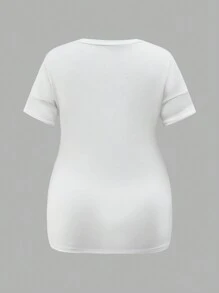 SHEIN Top ajustado de manga corta con escote en V para maternidad, uso casual diario - Blanco y Negro - Ver 9