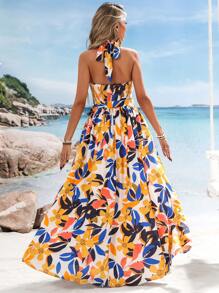 SHEIN VCAY Váy xẻ hở lưng in họa tiết dệt cho nữ trang phục mùa xuân và mùa hè, quần áo mùa hè, ngày lễ tình nhân, trang phục đi nghỉ cho phụ nữ, trang phục đi biển cho phụ nữ, lễ hội, trang phục lãng mạn và thanh lịch, bohemian, boho, ngọt ngào, trang phục rave lễ hội, trang phục đi nghỉ nhiệt đới cho phụ nữ - Nhiều màu - Xem 2