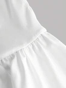 Girlism 少女派对，优雅的白色细肩带薄纱连衣裙，内置短款春秋娃娃裙，生日装 - 白色 - 查看 7