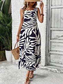 EMERY ROSE 女式复古花卉印花长款休闲夏季连衣裙 - 彩色 - 查看 4