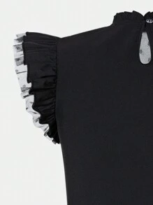 SHEIN Explorewe Teen Girl Fashionable Sleeveless Black Blouse Top, Summer