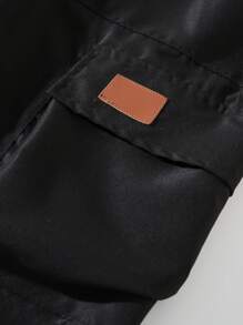 Manfinity Homme Men's Plus Size Front Tie Pocket Simple Shorts, Casual Daily Wear - Black - View 5
