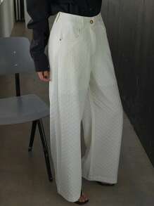 DAZY Damen Gerade Hose, unifarbig, strukturierter Stoff, geeignet für Frühling und Sommer