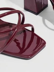 CUCCOO SZL Women's Fashion Burgundy Strappy Block High Heel Sandals, Suitable For Commuting, Dating, Party, Stylish Spring Shoes Spring Break Easter Prom Heels - Burgundy - View 10