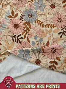 SHEIN LUNE 大码女式休闲宽松复古花卉印花圆领长袖 T 恤秋冬季花朵衬衫花卉衬衫多色女式衬衫 - 橘色 - 查看 5