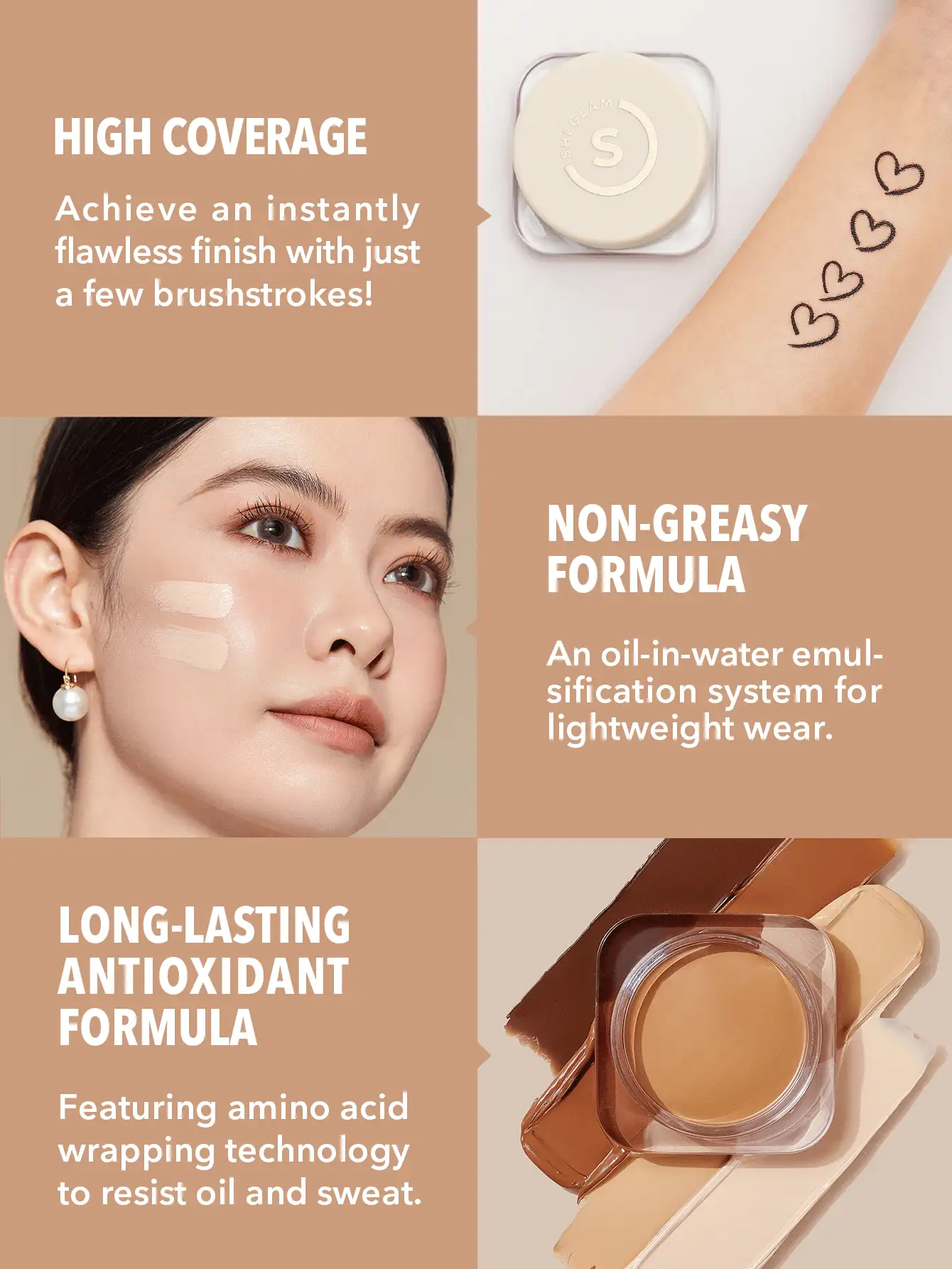 SHEGLAM Full Coverage 粉底膏-Chantilly - Chantilly - 查看 4