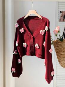 Comfortcana Áo khoác cardigan nhẹ thường ngày cho nữ, thời trang và đa năng để mặc hàng ngày - Màu đỏ tím - Xem 6