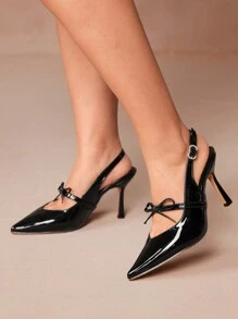 CUCCOO CURVES Fashionable Elegant Plus Size Wide Toe High Heel Pumps Spring Shoes Spring Break Easter - Black - View 9