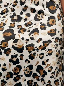 Silquee 女士优雅缎面豹纹长裙，适合通勤、办公室、日常穿着、派对、舞会、工作、聚会、春季及所有季节 - 銅色 - 查看 7