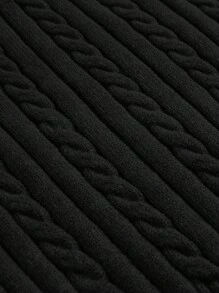 ROMWE Women's Solid Color Front Tie Slim Fit Knit Crop Top - Black - View 4