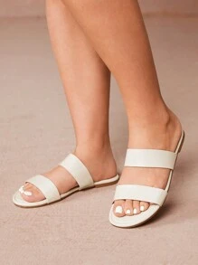CUCCOO CURVES Dép sandal đi biển Bohemian bản rộng đế bằng cho nữ, Dép quai kép đeo hàng ngày - Màu be - Xem 9
