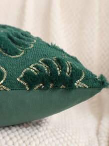 金色亮片刺绣毛绒龟背竹叶绗缝垫套