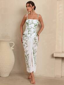 Swim Oasis Summer Women's Boho Luxury Chic Botanical Print One-Piece Suit - Green - View 1