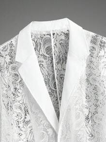 EASEVO Plus Size Men's Street Fashion Lace Long Sleeve Suit Jacket