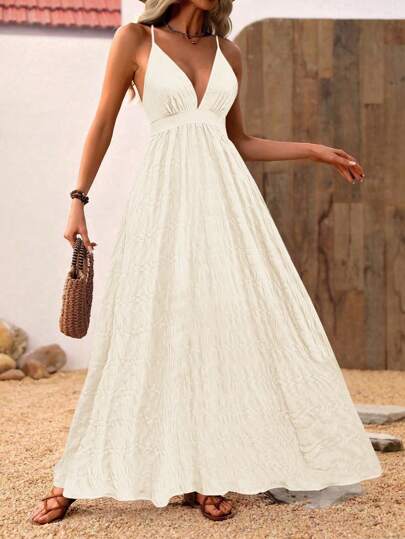 Breezaya Vestido casual con espalda descubierta para vacaciones - Vestido casual moderno