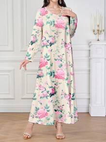 Al Najma Váy Jalabiya in họa tiết đơn giản phong cách Ả Rập cho nữ, trang phục hàng ngày, váy dài kín đáo - Nhiều màu - Xem 4