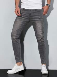 Manfinity Homme Men's Slim Fit Pocket Detail Casual Jeans, Daily Wear