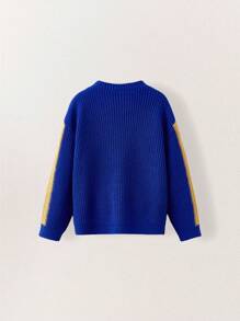 THE HAPPY LOOK Jersey de punto con mangas a rayas amarillas, rayas azules y Body rojo para niños pequeños
