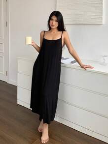 DAZY Mono ancho y suelto de color liso informal para mujer, ropa de estar en casa