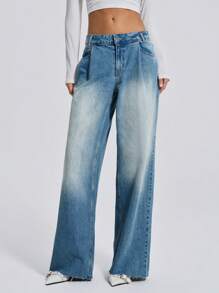 RueChic WOMEN WIDE LEG LOW WAIST JEANS - Light Wash - View 5